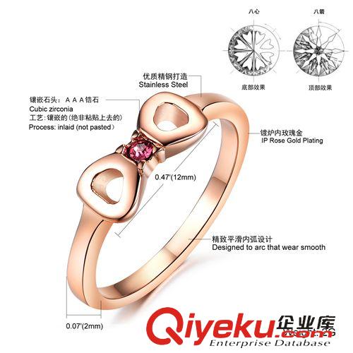 明星同款 來自星星的你 千頌伊同款 蝴蝶結(jié) 玫瑰金 領(lǐng)結(jié)戒指 女韓版ksq521原始圖片3