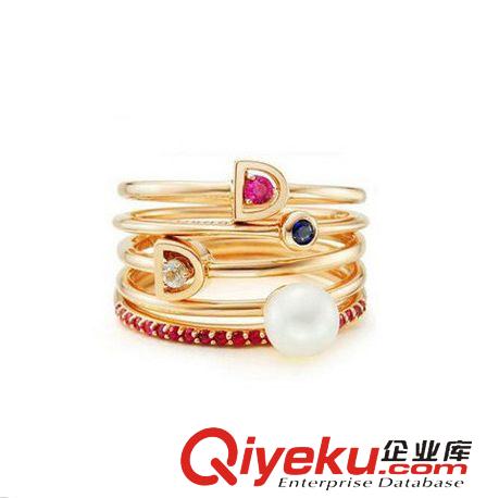 明星同款 韓劇來自星星的你 韓星千頌伊同款戒指 尾戒女鑲鉆玫瑰金款5件套原始圖片2
