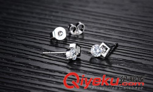 鍍銀飾品 廠家直批 創(chuàng)意鑲鉆銀耳飾 鍍925銀女款耳釘 飾品代理一件代銷010原始圖片2