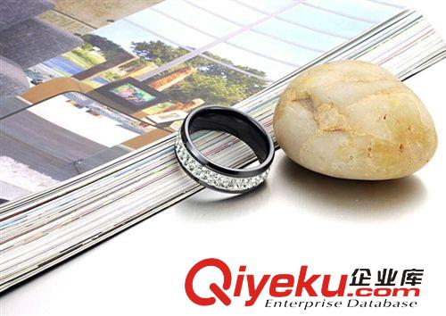 陶瓷系列 飾品代銷 個性雙排閃鉆 鑲鉆戒指 gd白色陶瓷 男女士指環296原始圖片3