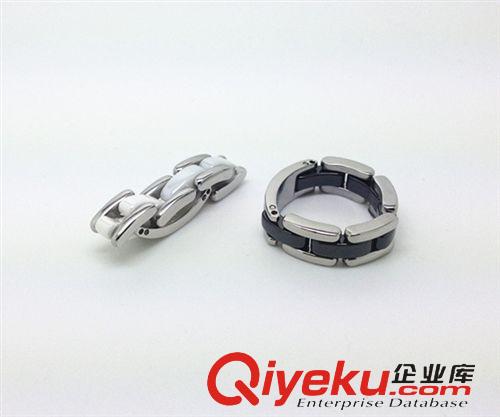 陶瓷系列 卡飾奇 創意飾品批發 黑白色陶瓷 鈦鋼男士戒指 網店加盟代理329原始圖片3