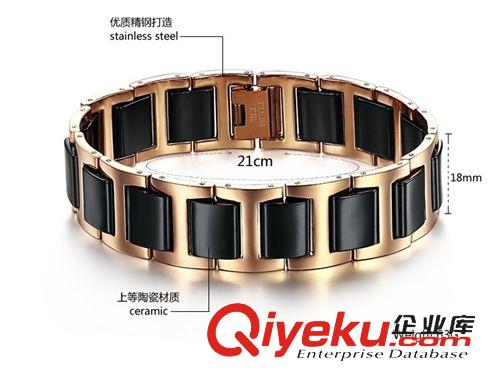 陶瓷系列 外貿首飾品 寬版大氣 太空陶瓷 韓版型男士寬面鈦鋼手鏈批發548原始圖片2