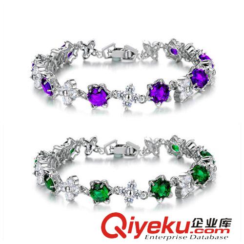 皓石/水晶手鏈 飾品店貨源 創(chuàng)意圖案 女士鍍18k金 精美女生鑲鉆手鏈 一件代銷(xiāo)532