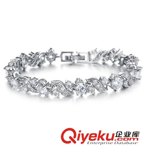 皓石/水晶手鏈 品質貨源 影視明星同款 女生小飾品 銅鍍白金鑲鉆皓石星星手鏈032