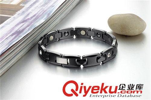 保健能量磁石手鏈 批發供應 黑色陶瓷鑲鉆 防輻射 抗疲勞健康磁石gd情侶手鏈519原始圖片2