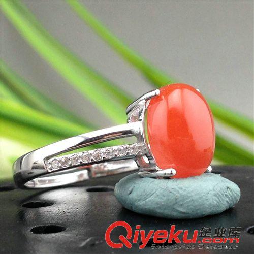 南紅瑪瑙 新款925銀飾南紅戒指 女性時(shí)尚首飾品 925南紅銀飾指環(huán)