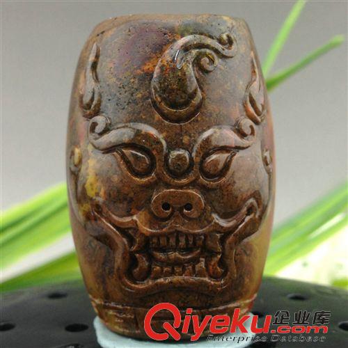 戰國紅 戰國紅雕刻配珠 戰國紅勒子配珠 仿古獸面配珠 戰國紅桶珠2285