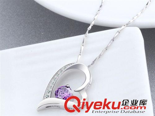 純銀吊墜專區 歐美外貿 s925純銀鎖骨項鏈女 銀飾首飾品 天長地久鋯石吊墜AL01原始圖片2