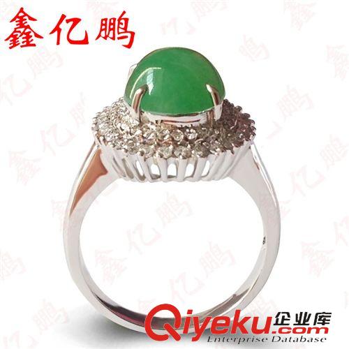 戒指系列 18K白金tr緬甸A貨翡翠玉戒指女 時(shí)尚豪華生日禮物 配鉆石zp原始圖片2