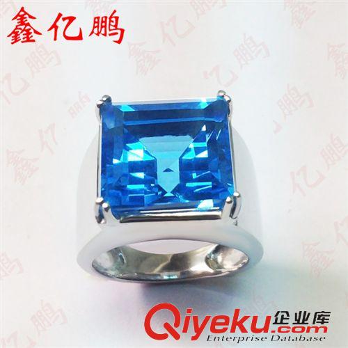 戒指系列 925純銀鍍金鑲tr托帕石戒指男戒 方形 簡(jiǎn)約大方款 14x14mm zp