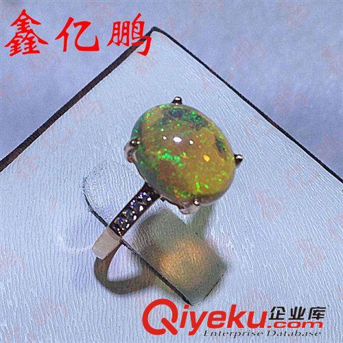 戒指系列 18K黃金鑲嵌tr歐泊戒指女式 9X11MM 時尚韓版 彩色寶石 定制原始圖片3