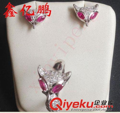紅寶石套裝 新款 925純銀鍍白金鑲tr紅寶石套裝女 時尚個性款 馬目 zp原始圖片3