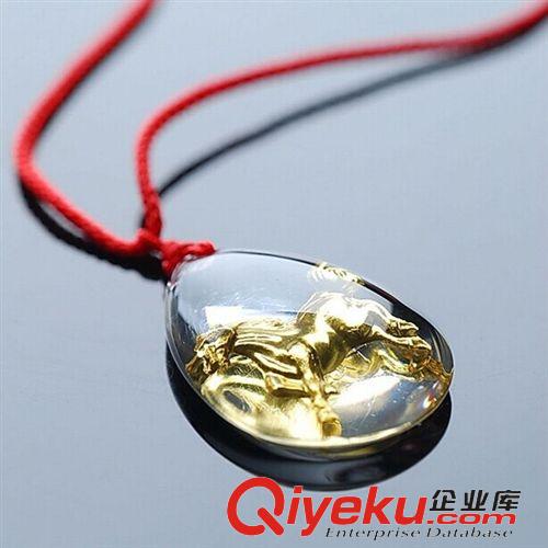 暴款推薦 天然水晶吊墜12生肖鍍999千足金羊年掛飾十二星座項鏈情侶男女款原始圖片3