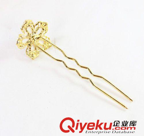 頭飾 金邊彩鉆多切面水晶花朵長發簪經典款式一件批發原始圖片2