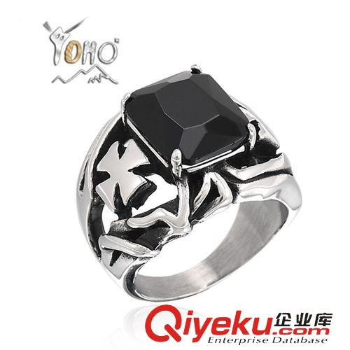 情侶系列 BOHO鈦鋼戒指 韓版潮男復古飾品 大鋯石指環(huán) 外貿出口首飾批發(fā)原始圖片2