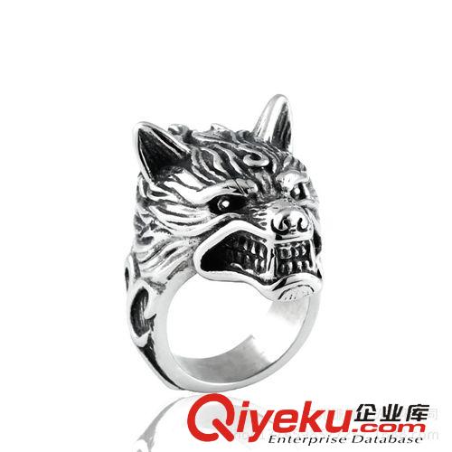 2014年9月新款 BOHO新款 狼頭個性霸氣男士鈦鋼戒指 歐美外貿(mào)出口首飾 廠家批發(fā)原始圖片2