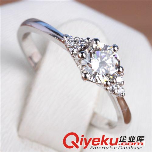 戒指區(qū) 熱賣高碳鉆戒情人節(jié)禮物  經(jīng)典六爪純銀戒指 女款鍍鉑金手飾 戒指