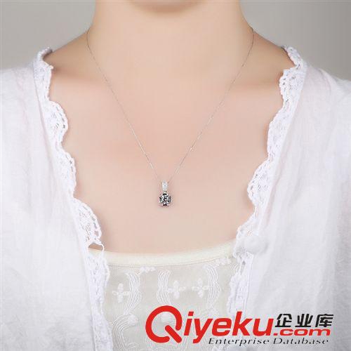 項鏈區 牛頭款高碳鉆石吊墜女 3克拉S925純銀項鏈歐美復古 網絡加盟代理原始圖片3