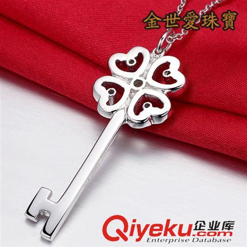 項鏈區 四葉草T家鑰匙項鏈 純手工鑲嵌s925純銀歐美女飾品長款毛衣鏈批發原始圖片2