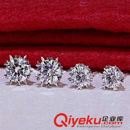 耳釘區 新年好禮品 zp仿真鉆石耳釘 純銀鍍鉑金雪花耳釘飾品 代理加盟
