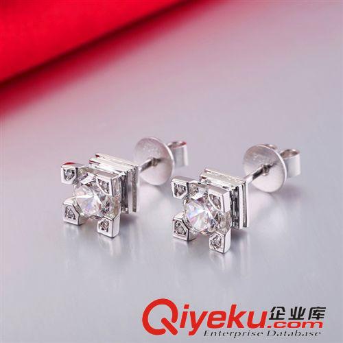 耳釘區 新年好禮品 zp仿真鉆石耳釘 純銀鍍鉑金雪花耳釘飾品 代理加盟