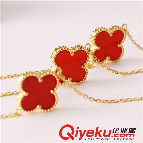 手鏈手鐲區 四葉草黑瑪瑙 手鏈 gdzps925純銀鍍18K金歐美飾品 廠家直供原始圖片2