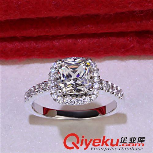 gf鉆飾品區 仿真鉆戒PT950  純銀鍍金1-3克拉肥方形高碳鉆戒飾品 網絡代理原始圖片3