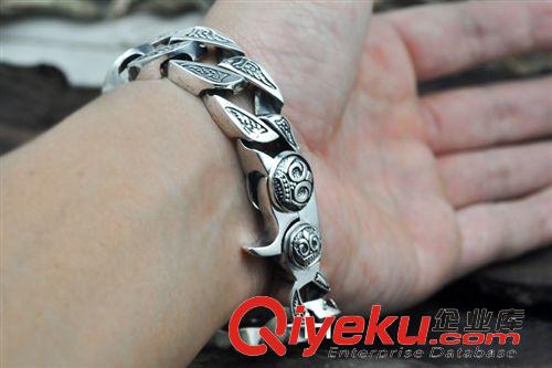 12月新品 S925純銀男士手鏈 寬厚重 霸氣 泰銀手鏈 復古飾品歐美款大手鏈男原始圖片3