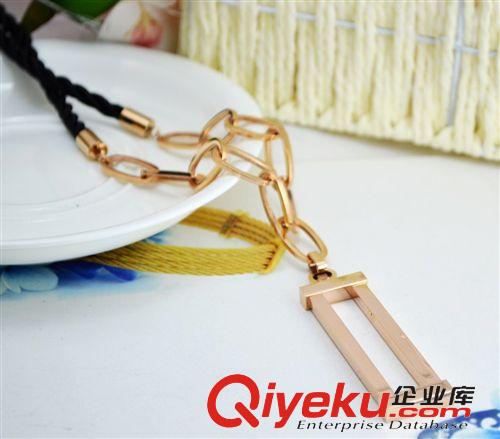 鈦鋼秋冬毛衣鏈  工廠新款低價銷售 藍寶石玫瑰金毛衣鏈 雙層鏈項鏈 14彩金長鏈