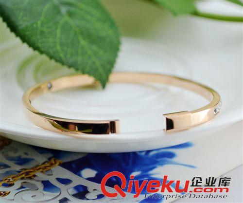 鈦鋼玫瑰金手鐲 工廠直銷 歐美dp 水晶鉆手鐲 滿鉆玫瑰金鈦鋼手鐲14k鉆石手環(huán)