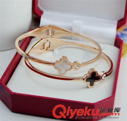 鈦鋼玫瑰金手鐲 工廠價 鈦鋼鍍14k金 c雙環手鐲 防過敏女時尚復古玫瑰金歐美寬