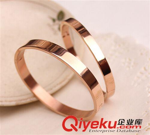 鈦鋼玫瑰金手鐲 廠家批發 時尚百搭鈦鋼 玫瑰金天生愛放電手鐲 女韓國飾品