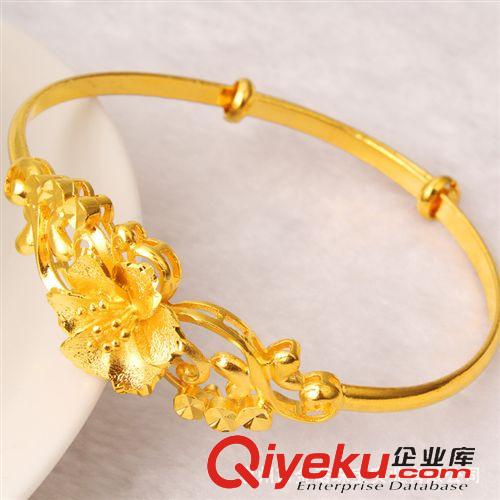 1月新款 24K鍍金首飾 24K鍍金手鐲推拉 展銷會飾品 婚慶黃金手環 貨源批發原始圖片3