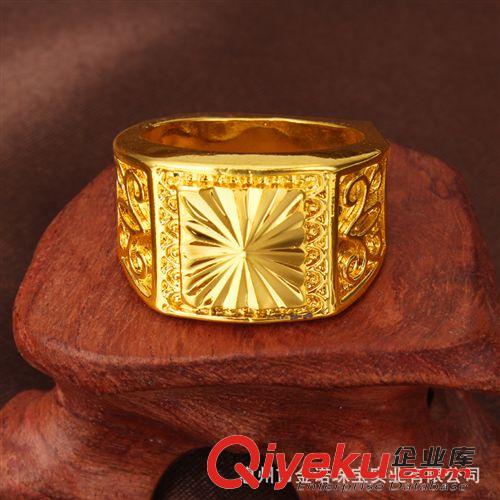 11月新款 24K鍍金首飾 24K鍍金戒指 久不褪色 仿真金地?cái)傦椘?男士時(shí)尚新款原始圖片2