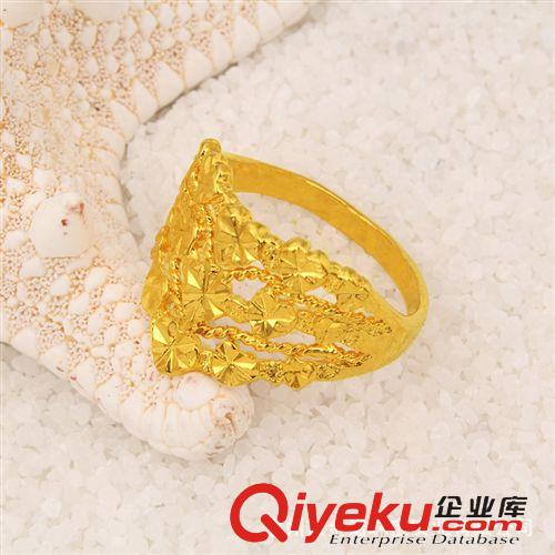 24K鍍金戒指 24K鍍金首飾 24K鍍金戒指 久不掉色 純銅鍍金 砂金飾品 女士新款原始圖片3
