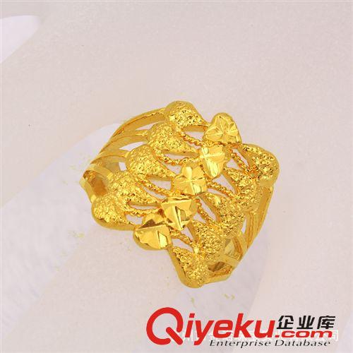 24K鍍金戒指 24K鍍金首飾 24K鍍金戒指 久不掉色 純銅鍍金 砂金飾品 女士新款