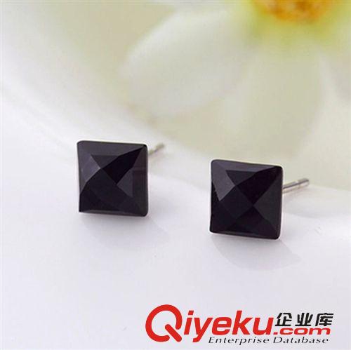 S925純銀 — 耳飾 情人節(jié)禮物 925純銀耳釘耳飾 韓版時尚黑色瑪瑙紫砂男士女士耳釘原始圖片3