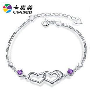 S925純銀 — 腕飾 情人節(jié)禮物 羅馬手鏈 韓版 鋯石水鉆 飾品 鍍白金手鏈 淘寶熱賣(mài)