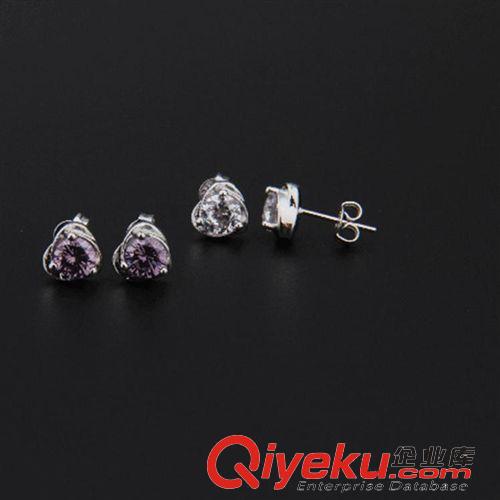 耳釘 韓版鑲鉆女式耳釘 時(shí)尚新款925銀耳飾批發(fā)小巧精致桃形耳釘 潮