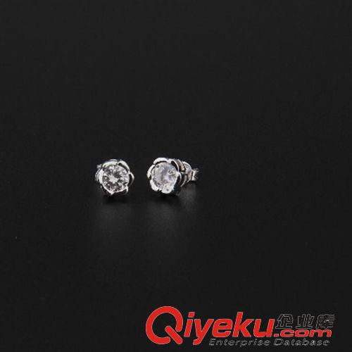 耳釘 時(shí)尚新款925銀耳飾批發(fā) 韓版精品鑲鉆女式耳釘花卉型耳飾 爆款原始圖片2