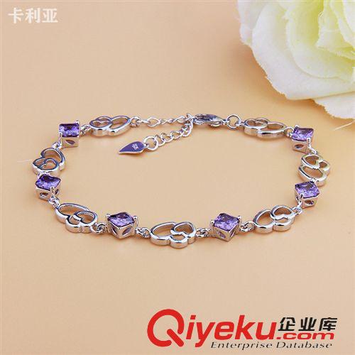 手鐲 熱銷 精美女式飾品批發 時尚韓版千足銀鑲水晶手鏈 爆款