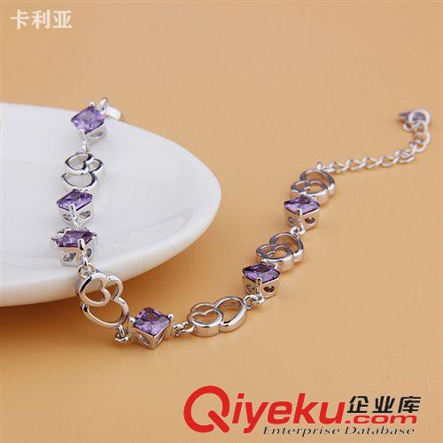手鐲 熱銷 精美女式飾品批發 時尚韓版千足銀鑲水晶手鏈 爆款原始圖片2