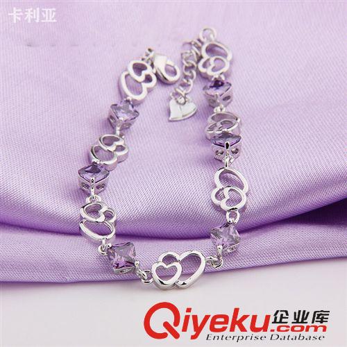 手鐲 熱銷 精美女式飾品批發 時尚韓版千足銀鑲水晶手鏈 爆款原始圖片3