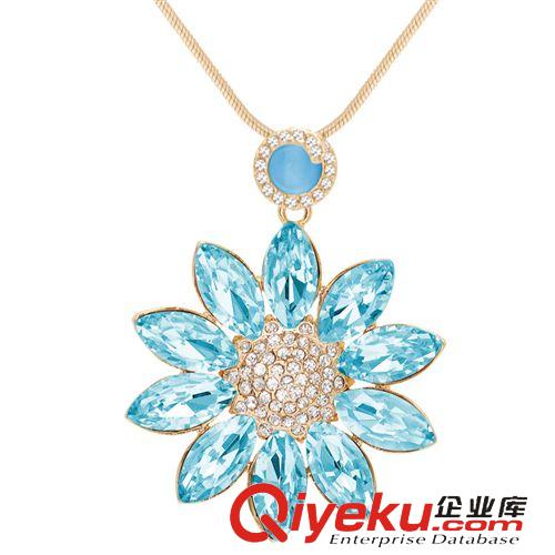 毛衣鏈 外貿貓眼長款毛衣鏈花瓣鑰匙水晶項鏈 復古毛衣鏈 長款批發代發