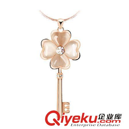 毛衣鏈 外貿貓眼長款毛衣鏈花瓣鑰匙水晶項鏈 復古毛衣鏈 長款批發代發原始圖片2