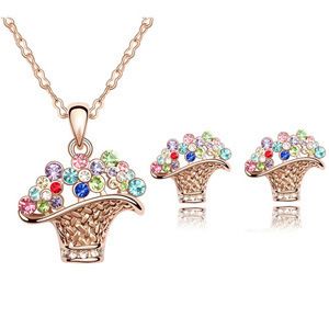 套裝 韓版新款時(shí)尚復(fù)古飾品 三件套 歐美水晶飾品套裝--花籃
