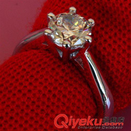 戒指 鉆戒仿真六爪鉆石情侶戒指結婚對戒女士純銀經典zp鉆戒子