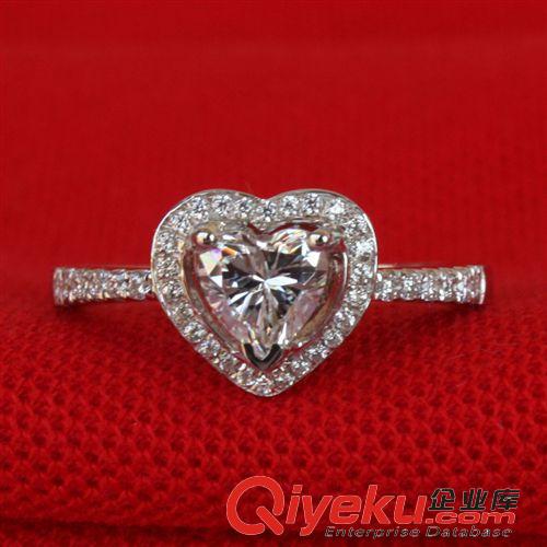 戒指 純銀鍍金SONAgf真鉆戒心型微鑲女戒指結(jié)婚訂婚戒指可訂制純金原始圖片2