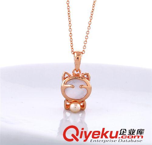 施華洛K金系列 小額混批 青島日韓版項(xiàng)飾品批發(fā) 14k金貓眼石女短款鎖骨項(xiàng)鏈盒裝原始圖片2