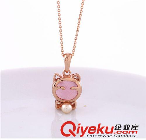 施華洛K金系列 小額混批 青島日韓版項(xiàng)飾品批發(fā) 14k金貓眼石女短款鎖骨項(xiàng)鏈盒裝原始圖片3